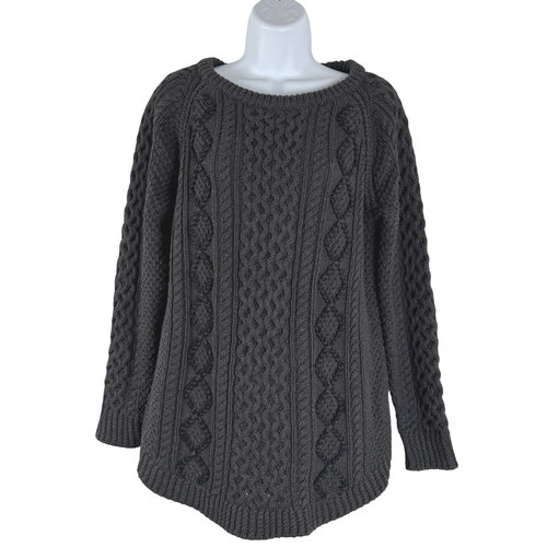 L.L. Bean Signature Fisherman Pullover Medium Zopfmuster anthrazit Reißverschluss FS-1353