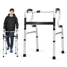 Folding Adult Walker Aluminum Adjustable Height Senior Toilet home Walking Frame
