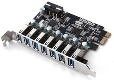 PCIE To 7 Ports USB 3.0 Expansion Adapter Card USB3.0 Hub With 4PIN Power Supply