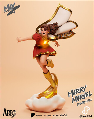 Mary Marvel, DC Bombshells, Figur, sexy, 3D Druck, Statue, UNBEMALT