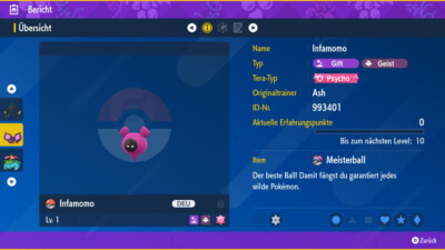 NON Shiny Infamomo 6IV | LVL 1 | Nat Dex | Pokemon Karmesin / Purpur / Scarlet