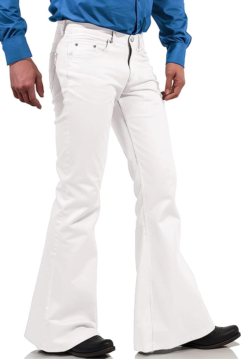 Wyongtao Vintage Pants for Men Bell Bottom Pants 70s Disco Outfits Slim Fit  Retro Flared Trousers,White S - Walmart.com