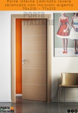 Portes Interne Laminé Chêne Blanchi Avec Inserts Argenté 70x210 - 77x213