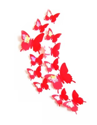 12 Stck. 3D Schmetterling Zuhause Dekorativ X'mas Rot Weiß Blitz Blumen Wandaufkleber
