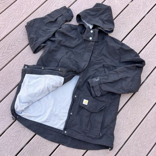 Carhartt Women's Storm Defender Heavy Weight Black Hooded Jacket Sz XL - Picture 2 of 7