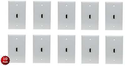 10 x 1-Port Single Gang HDMI 4K HD 3D Coupler Extender Audio Video Wall Plate