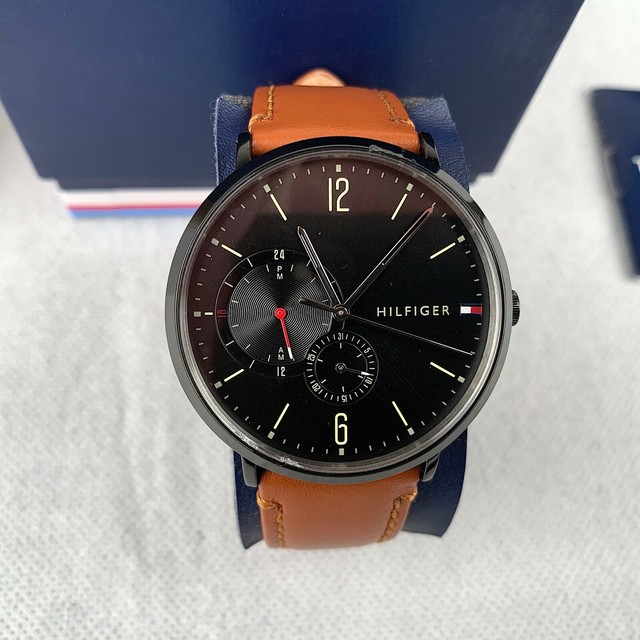 tommy hilfiger watch brown leather strap