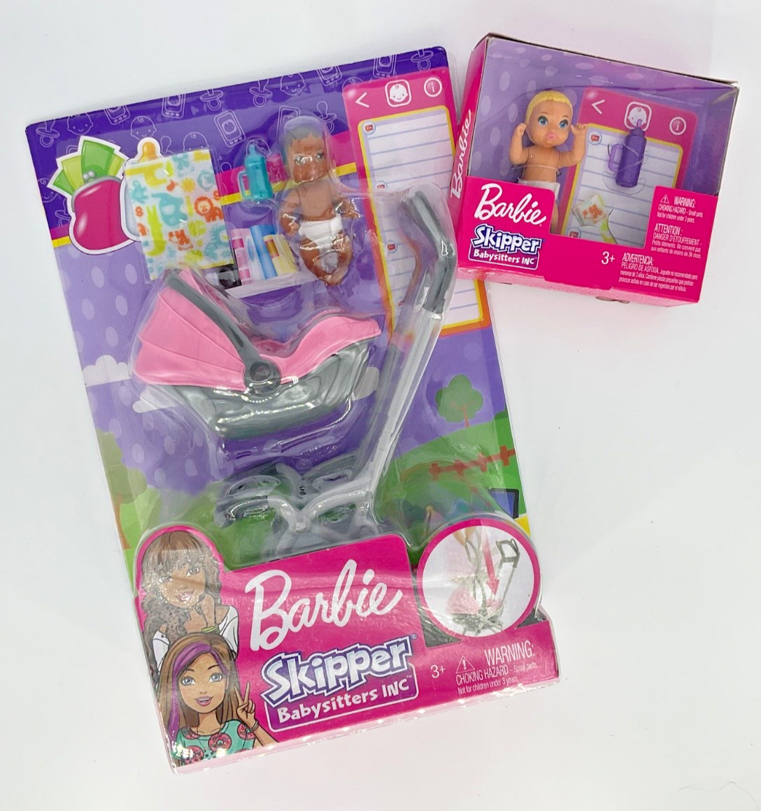 Barbie Skipper African American Baby With Pink Stroller plus