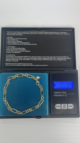 14K Yellow Italy 585 Gold Figaro Chain Link Bracelet 7.5”L Weight 1.9g - Picture 7 of 11