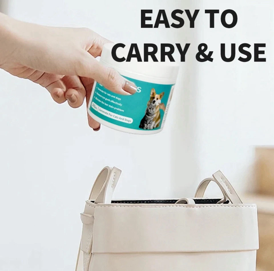 Toallitas para ojos de mascotas para perros y gatos, almohadilla de limpieza para removedor de suciedad hipoalergénica Foto 3 de 4