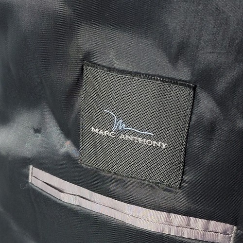 Marc Anthony Men's Sport Coat Blazer Two Button Black Gray Checked Wool 46R - Picture 15 of 16