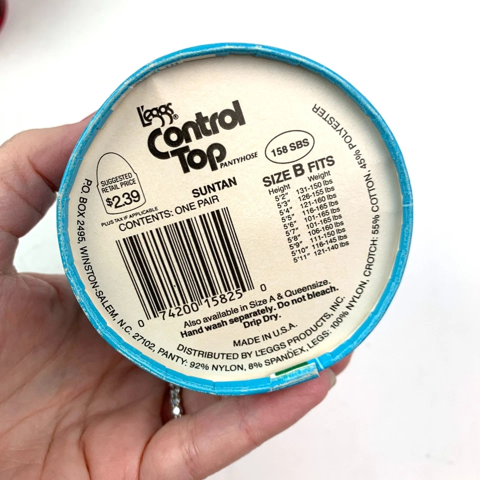 Vintage 1980s L'eggs Control Top Pantyhose Size B Suntan Egg Pkg New Old - Image 2 of 3