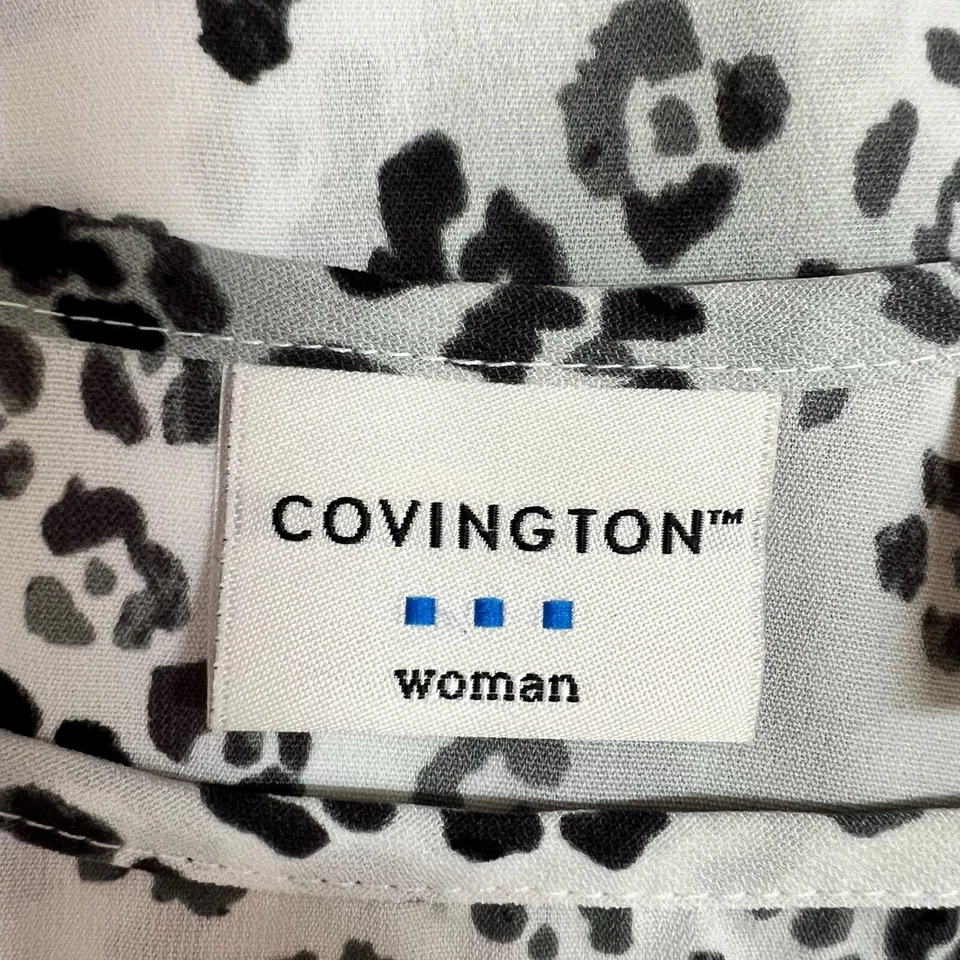 Camiseta Regata Feminina Covington 20/22 Branca Preta Cinza Estampa de Chita Sem Mangas - Imagem 3 de 4