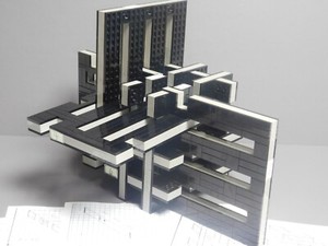 9 Slate Puzzle Burr Gray MADE FROM LEGOs (unit 18) with info VERY BIG!