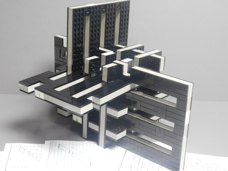 9 Slate Puzzle Burr Gray MADE FROM LEGOs (unit 18) with info VERY BIG!