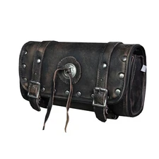 Leather Touring Motorbike Distressed Brown Tool Bag Motorcycle Luggage W/ Concho