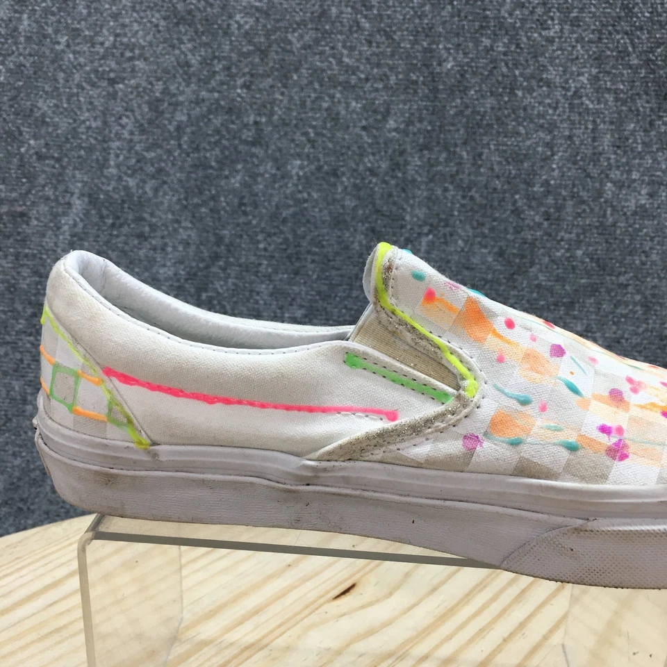 Vans Shoes Mens 6 Womens 7.5 Classic Slip On Checkerboard Sneakers White Gray - Image 3 of 4