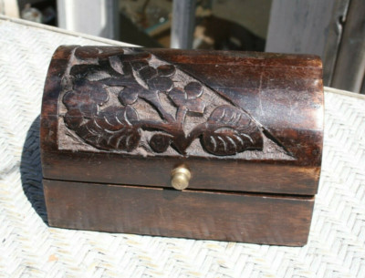 Echo Point Collection Wooden Domed Trinket Box Carved Made in India
