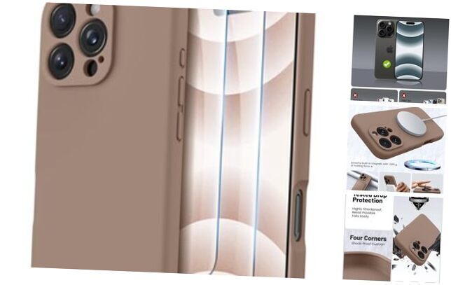 Compatible with iPhone 16 Pro Max Case, Compatible with MagSafe, Light Brown