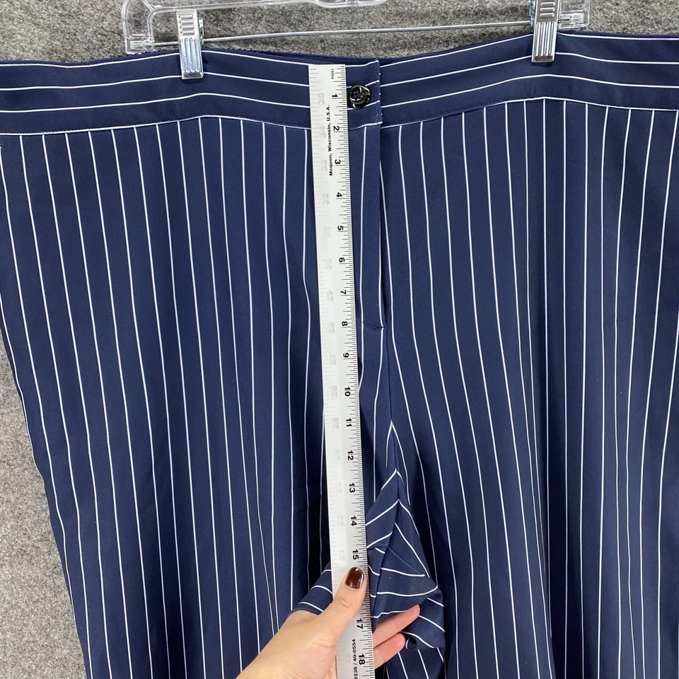 Jessica London Dress Pants 30W Plus Blue Striped High Rise Flat Front Pockets - Image 4 of 4