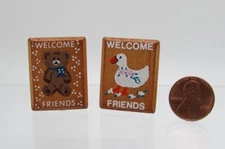 Dollhouse Miniature Welcome Friends Wood Wall Sign / Plaque - 2 Design Options