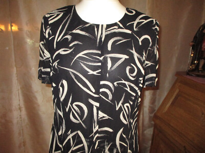 Damen Kleid Größe 42 Schwarz Weiß von Fabiani Neu mit Etikett  Viscose Chiffon A