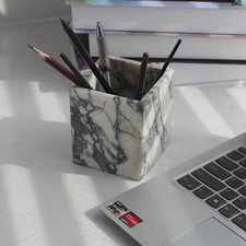 Calacatta Marble Toothbrush Holder for Bathroom,NaturalMarble MakeupBrush Holder