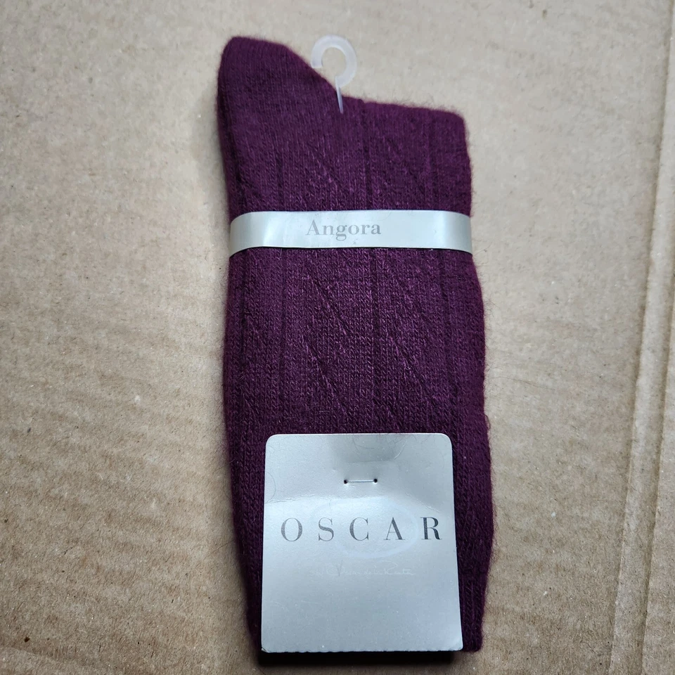 Calcetines Ciruela Angora Angora Vintage Oscar De La Renta Talla 9-11 Mujer 3 Pares Nuevos con Etiquetas Foto 2 de 4
