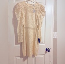EXPRESS Ivory Cutout Lace Long Sleeve Dress Size S