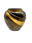 Vintage Art Deco Brass Vase with Copper Pewter Drape 4 1/2" Tall Unpolished