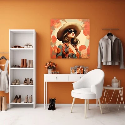 Bild Wanddeko Leinwandbild Wandbild Deko Wohnzimmer Schlafzimmer Frau Orange - Bild 1 von 3