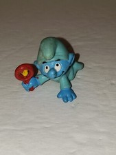 Vintage Schleich Peyo Smurfs Crawling Baby with Blue Pajamas Figure