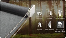 Dark  Brown Solar Mesh Roller Shade Window Blinds- Manual