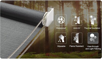 Dark  Brown Solar Mesh Roller Shade Window Blinds- Manual