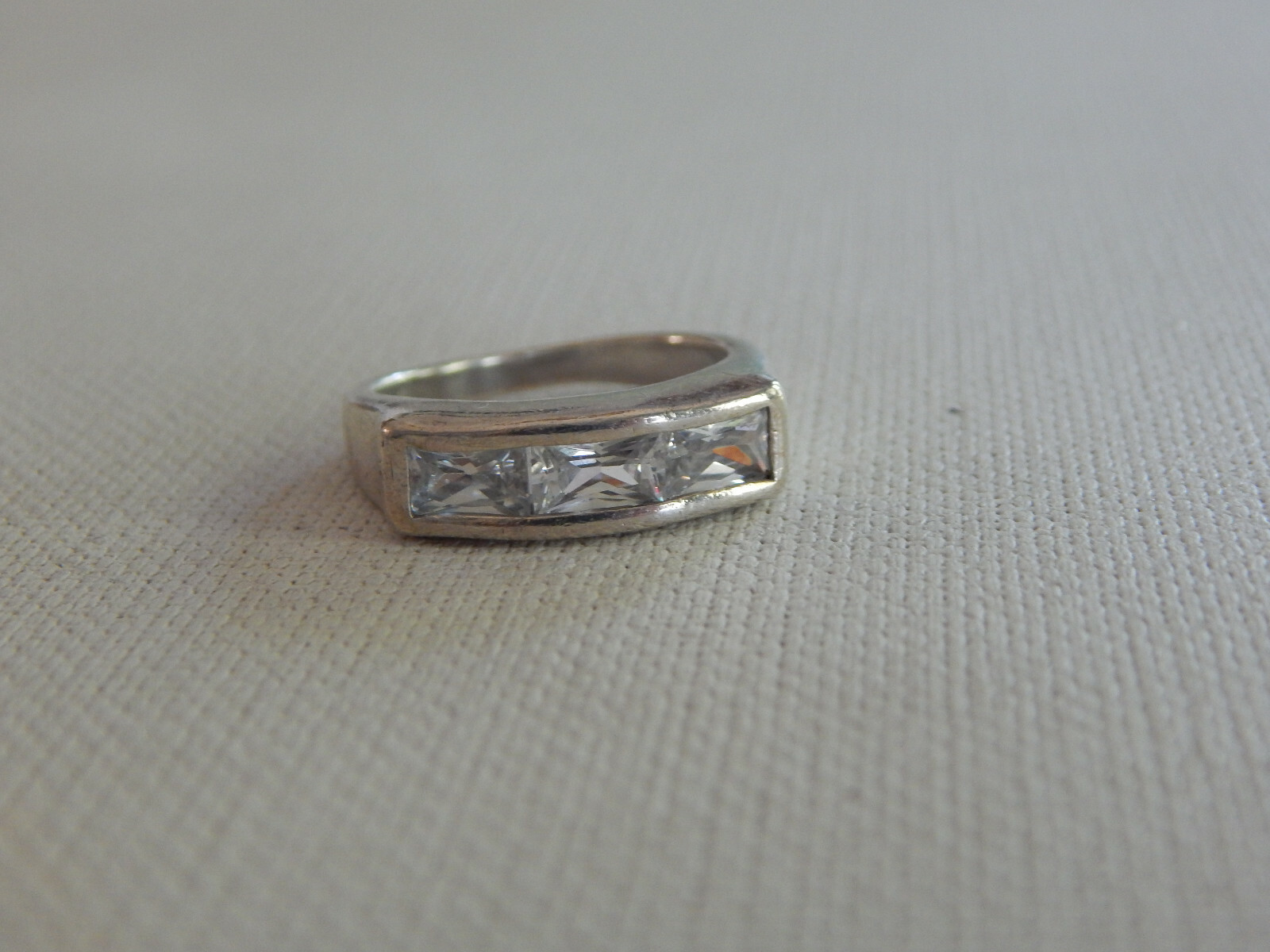 Sterling Silver Rectangle Squared Clear Stone Rin… - image 4