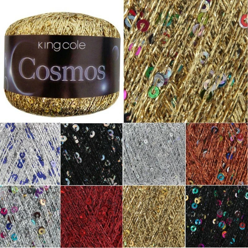 King Cole 25g Metallic Cosmos Glitter Yarn Knitting Wool Sparkle Sequin