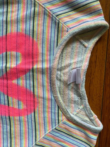 girls SWEATSHIRT DRESS striped heart CIRCO short sleeve NEON casual large 10/12 - Picture 2 of 2