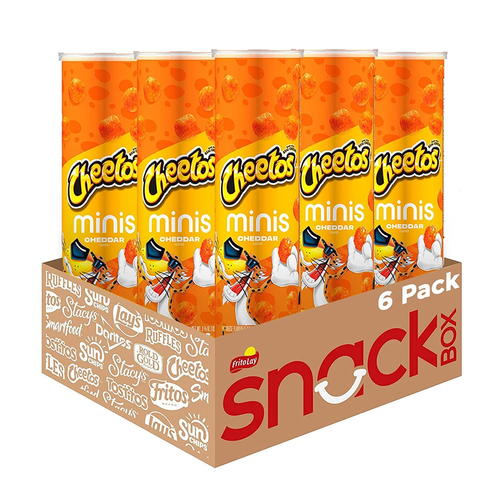 Cheetos Minis, Cheddar Flavored Canisters, Bold Chip Snack 1 Oz, (6 Cans)