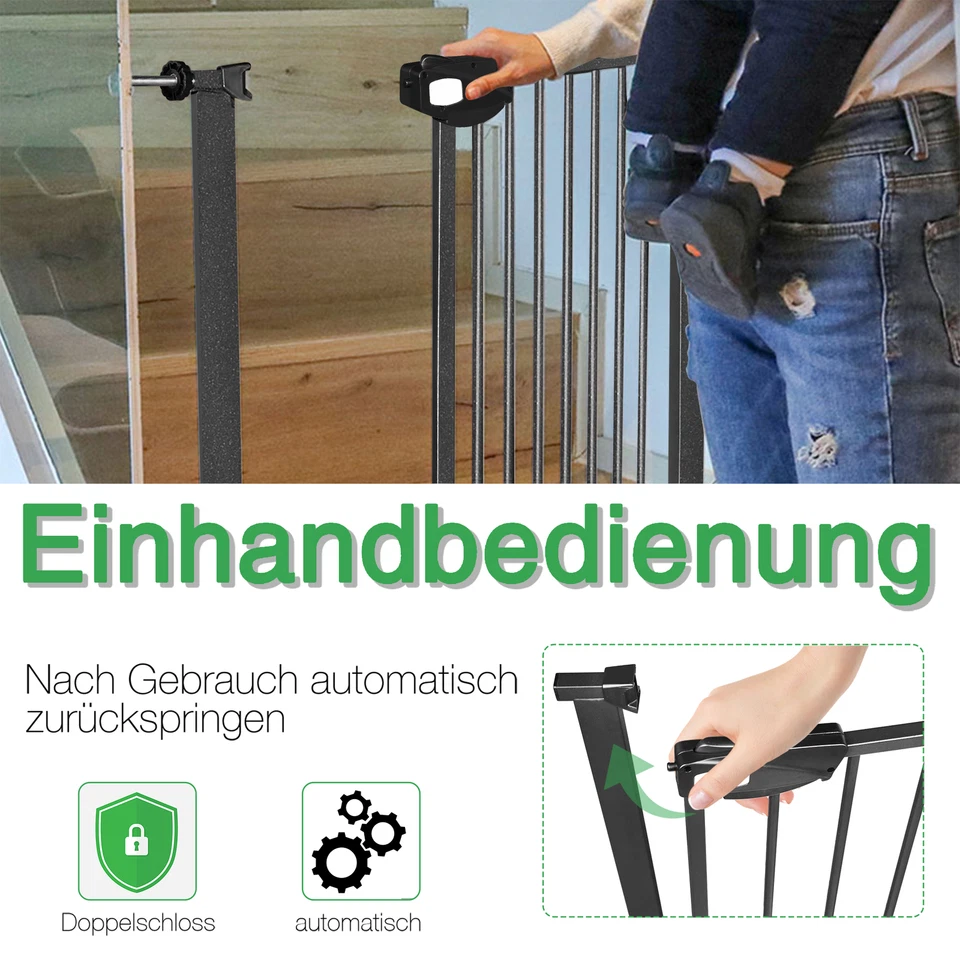 75-115 cm Treppengitter Treppenschutzgitter Kindergitter ohne Bohren Auto-Close* - Bild 4 von 4
