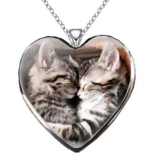 Fashion Couple Cute Cat Heart Shaped Pendant Necklace Men Women Holiday Gift New
