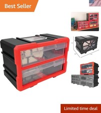 Durable 2-Drawer Interlocking Organizer with Transparent Drawers for Easy Access