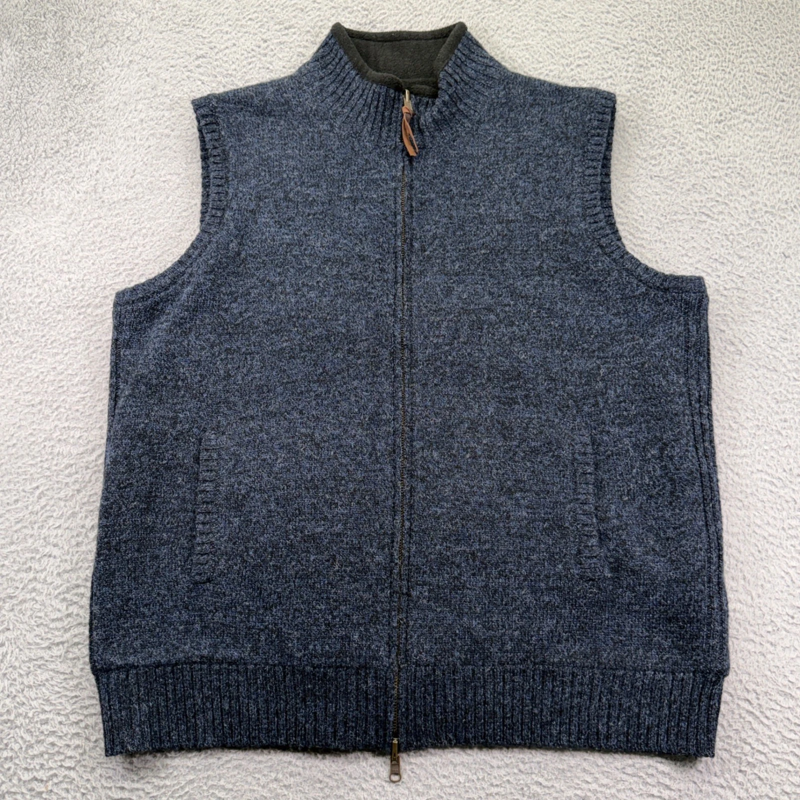 Pendleton Fleece Vest Mens XL Blue Black Shetland Wool Reversible Outdoors