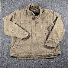 Carhartt Quick Duck Insulated Work Jacket XL Brown Full Zip Canvas Coat