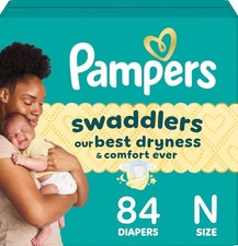 PAMPERS Swaddlers Ultra Absorbent Diapers Size N - Less Than 10 LBS, 84 Count