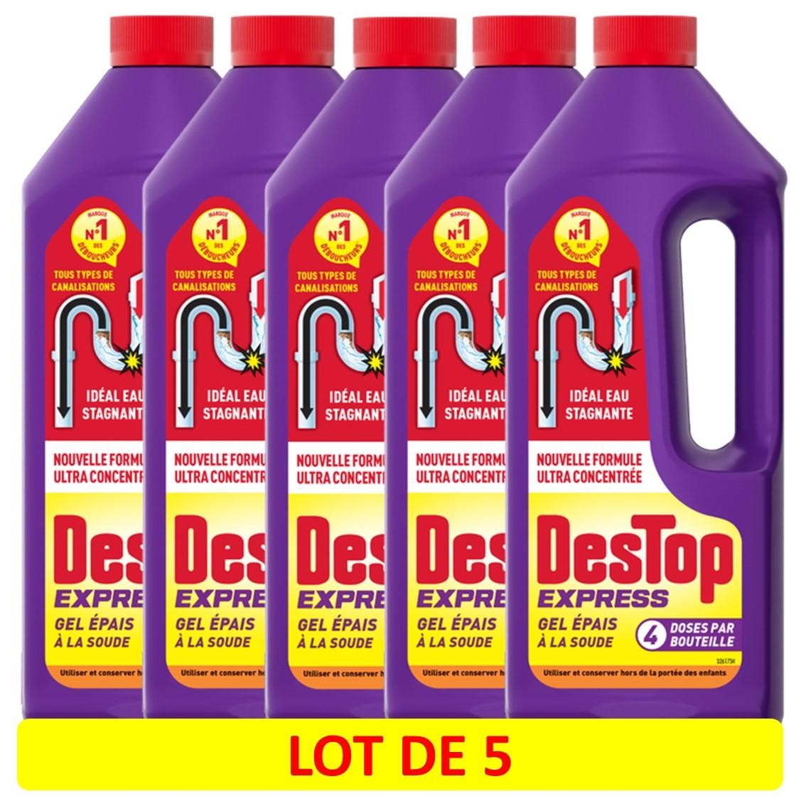 DESTOP Déboucheur Gel Express Lot de 5 Action 30 Min sans Eau Stagnante pour Cuisine et Bain