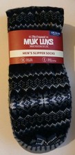 Muk Luks Men's Slipper Socks L/ XL 11-13 Warm Cozy Lining Non-Slip Grippers