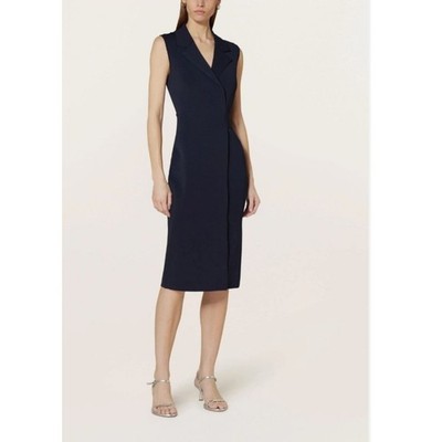 NWT Reiss Elle Wrap Front Sleeveless Knitted Midi Dress in Navy Blue Size Large | eBay NWT Reiss Elle Wrap Front Sleeveless Knitted Midi Dress in Navy Blue Size Large | eBay