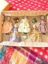 Antique migonette tiny dolls in originsl clothes snd box