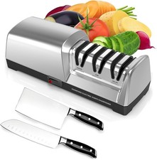 Electric Knife Sharpener for Kitchen - 3-Stage with 100% Diamond Abrasives & 15°