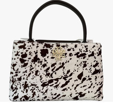 Tory Burch Britten Mini Satchel (Light Neutral Black Calf Hair)